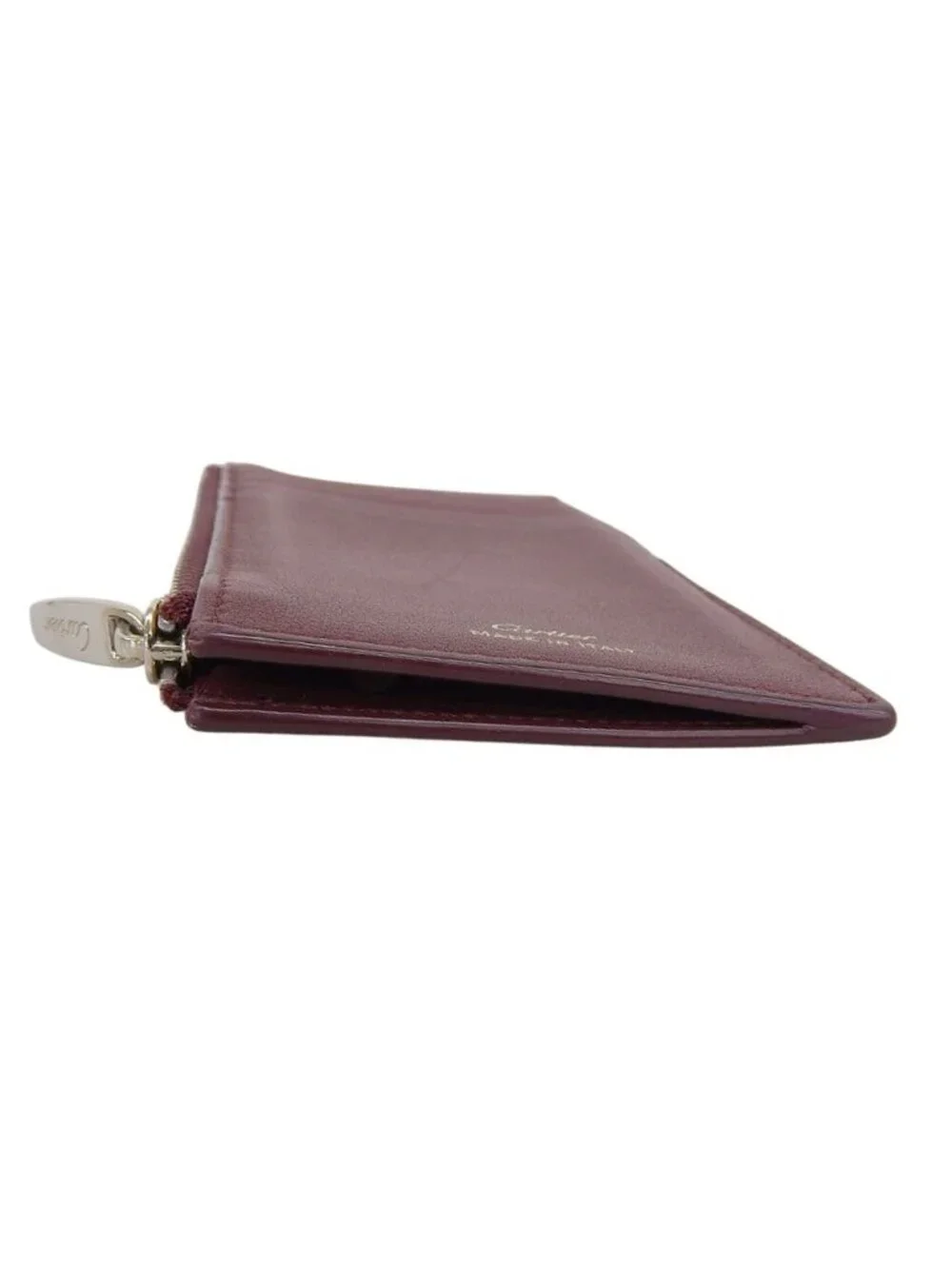 Cartier Leather Wallet with Zip Slim Card Holder Bordeaux